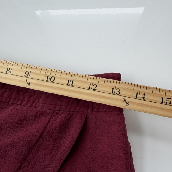 Madewell Skirt Womens Small Burgundy Silk Wrap‎ Front Tulip Hem Lined Holiday - Picture 13 of 15